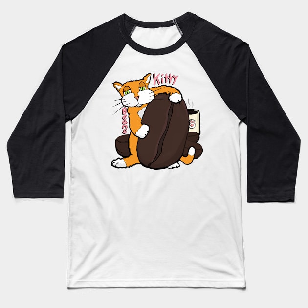 Kitty and coffee beans, a cafe cat for coffee lovers Baseball T-Shirt by davidscohen